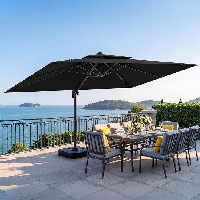 10x13 FT Patio Cantilever Umbrella, Rectangular Heavy Duty Offset Umbrella by VEGOND