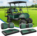 NOKINS 4PCS Golf Cart Seat Covers Kit, Front and Rear Seat Covers Fits YAMAHA/G29/Drive2 Standard Seat Cushion, Yamaha Vinyl Diamond Replacement Seat Covers, No Stapler (Dark Green&Black)