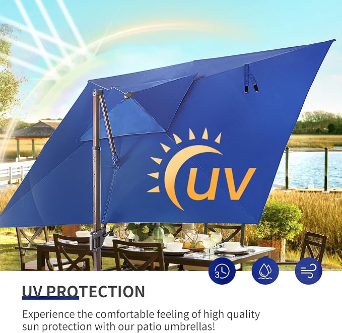 JZAC & QZYD 9x12 FT Cantilever Offset Patio Umbrella - Image 8