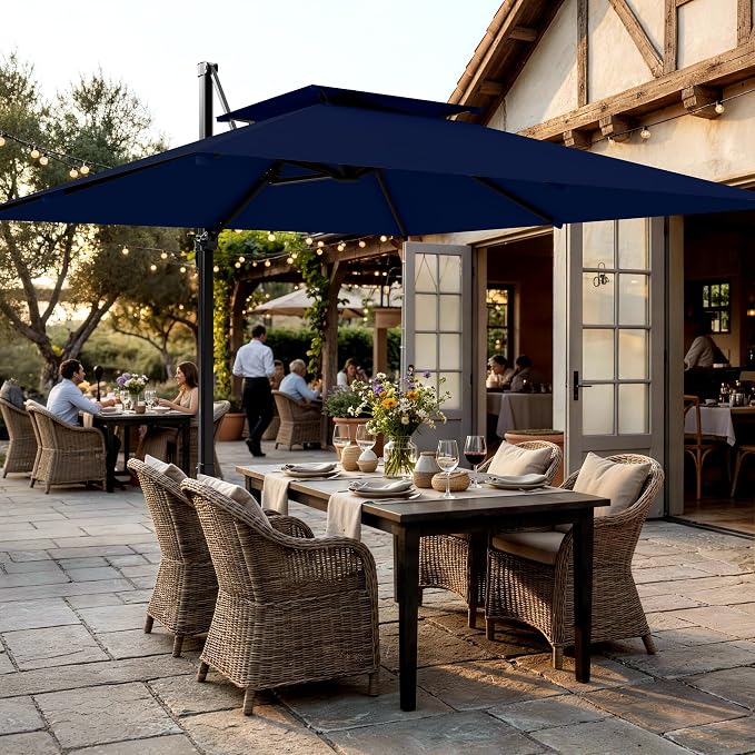 12×12 FT Double-Top Cantilever Patio Umbrella, Outdoor Umbrellas - Image 8