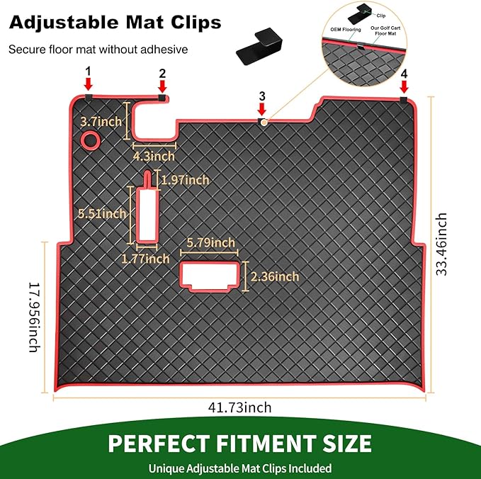 Golf Cart Floor Liner Mat 8mm Thick Rubber Full Coverage Fit for EZGO TXT (1994-2025), Express S4 (2012-2020), Cushman Workhorse, EX1 (2020), Valor, Navitas, Some Star Carts Mats Replacement