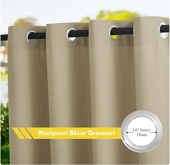 NICETOWN Canvas Weighted Outdoor Curtains - Image 2