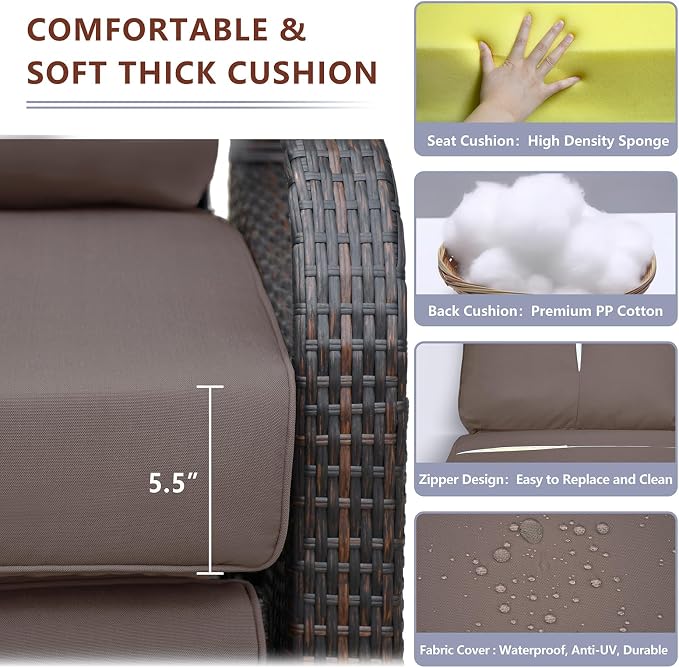 Outdoor Recliner, Aluminum Frame Patio Chaise Lounge Chairs - Image 5