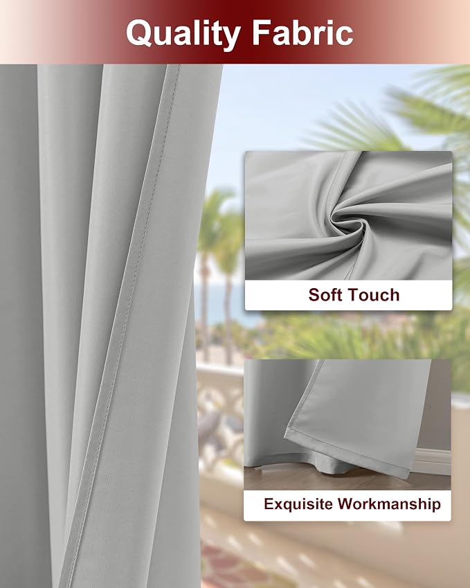 Grommet Outdoor Curtains for Patio Waterproof 8 Pcs 54x120 In Silver Grey | - Image 4