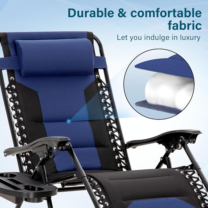 MFSTUDIO Padded Zero Gravity Chair, Cup Holder, 28in Seat, Removable Cup Holder - Image 4