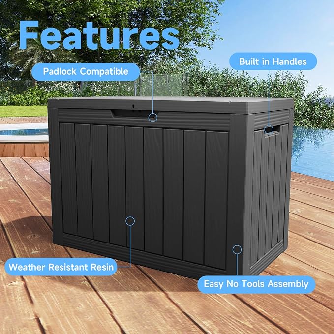 56 Gallon Outdoor Storage Box Waterproof UV Resistant Deck Box | Lockable - Image 2