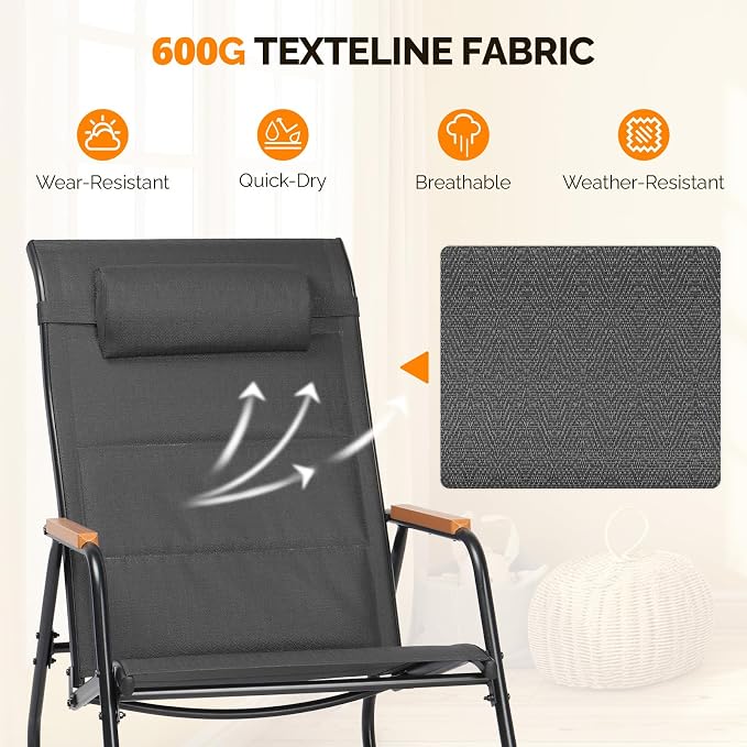 VINGLI Outdoor Rocking Chair, Textilene Mesh Patio Rocker, Outdoor Rocker - Image 5