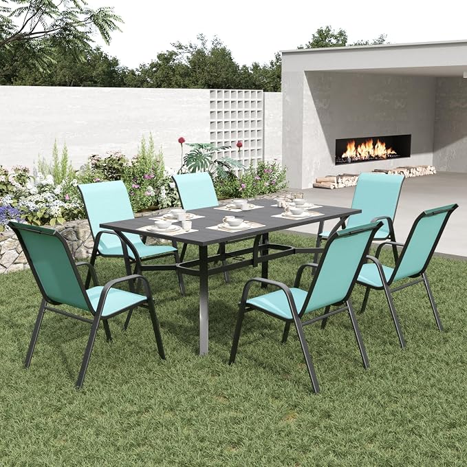 Patio Dining Chairs Set of 6 Outdoor Stackable Dining Chairs - Image 2