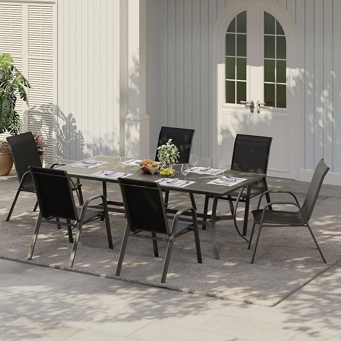 Patio Chairs Set of 4, Stackable Chairs - Image 2