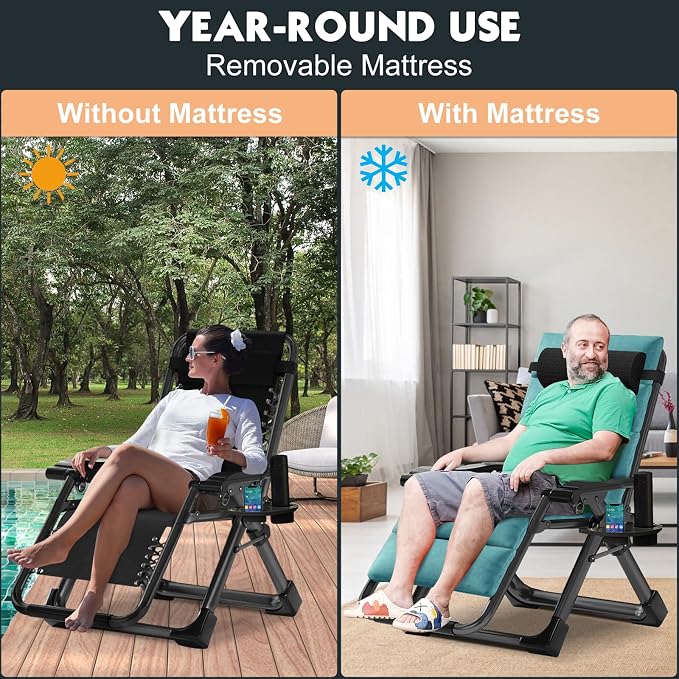 MOPHOTO Zero Gravity Chair, Outdoor Padded Lounge Chair - Image 6
