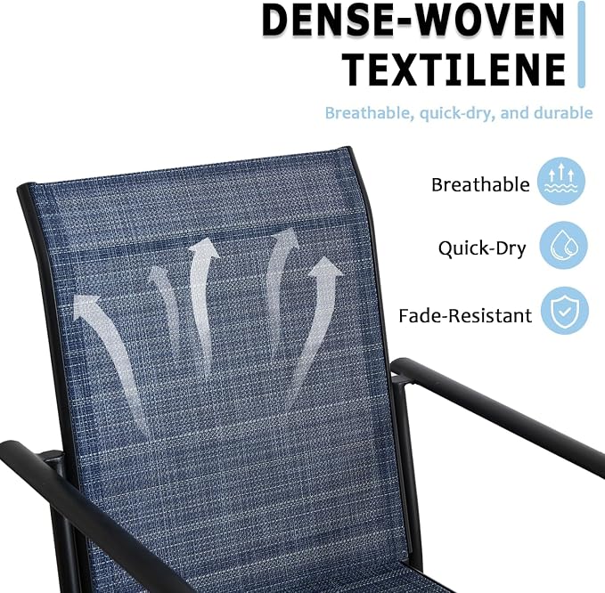 Stackable Patio Chairs Set of 2, Outdoor Dining Chairs - Image 5