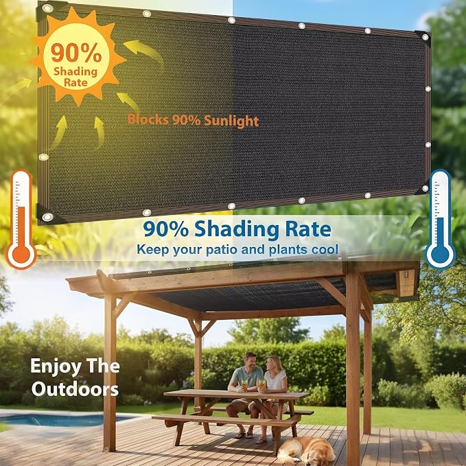 90% Shade Cloth, Dog Kennel Shade Cover, 12 x 16 FT Sturdy Durable Sunblock - Image 4