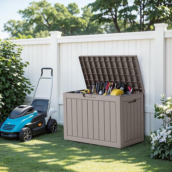 45 Gallon Outdoor Storage Box, Weather Resistant & Waterproof Resin Deck Box - Image 6