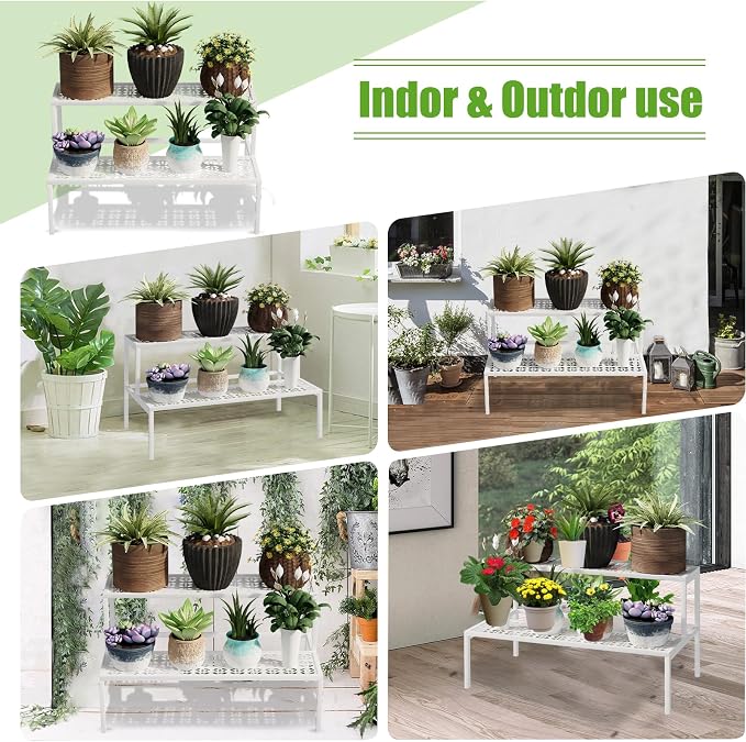 2-Tier Metal Plant Stand, Heavy Duty Flower Pot Display Rack | 2-tier design - Image 6