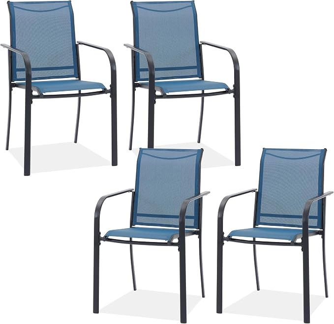 Outdoor Chairs Set of 4, Stackable Patio Dining Chairs by Offeroutdoorsolutions