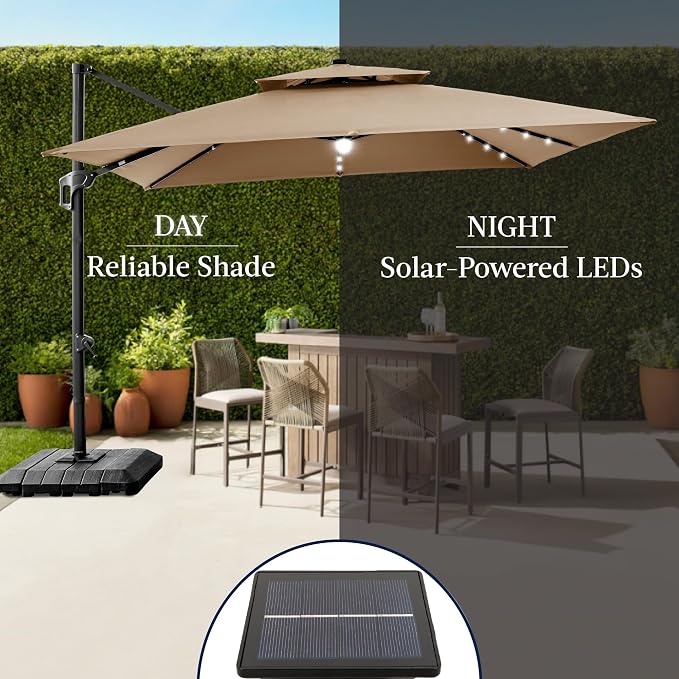 Best Choice Products 9x12ft LED Cantilever Patio Umbrella w/Base Included & - Image 6