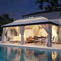 10'x20' Outdoor Gazebo with 100FT String Lights, Metal Heavy Duty Patio Canopy by LAUSAINTHOME