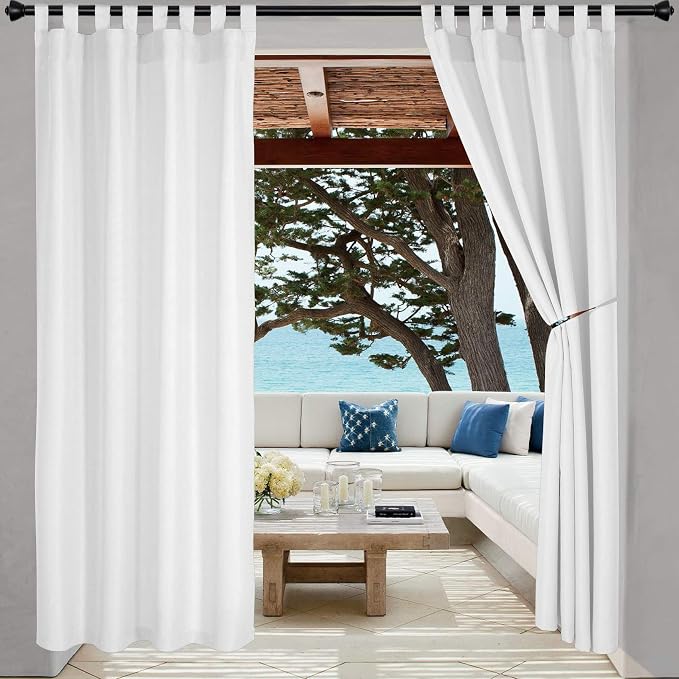 LORDTEX Indoor/Outdoor Curtains Waterproof Tab Top Patio Curtains | Sun by LORDTEX