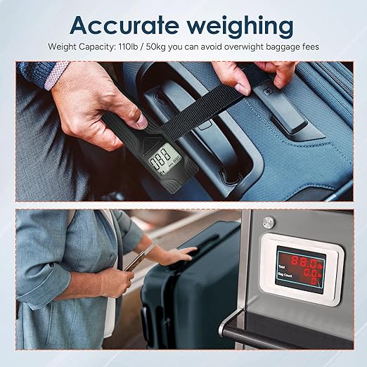 travel inspira Luggage Scale Battery-Free, Travel Essentials, Portable Handheld Digital Suitcase Weight Scale for for Travel Accessories, 110lbs/50kg (Black)