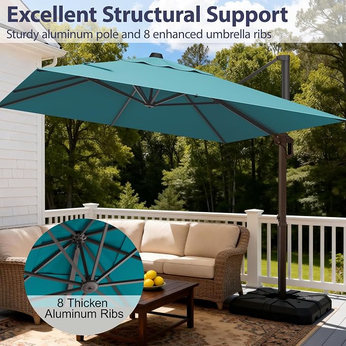 9' X 12' Cantilever Patio Umbrella Rectangle Outdoor Umbrella - Image 3