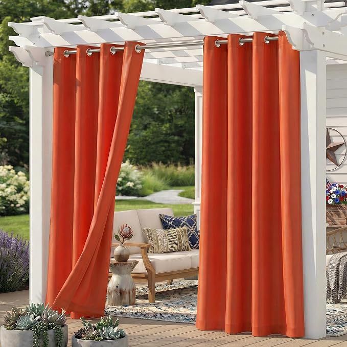 Set of 6 Outdoor Curtains for Patio Waterproof, Breathable Grommet Panels for by Sunshelf