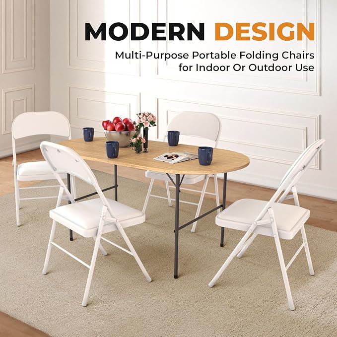 4 Pack Leather Chair | Foldable & Stackable | 350 lbs Capacity Steel Frame Seats - Image 2
