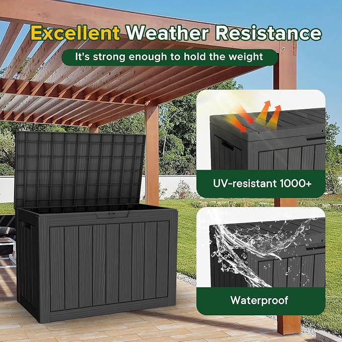 Outdoor Storage Box, 50 Gallon Waterproof Deck Box, Snap-Together Storage Bin - Image 5