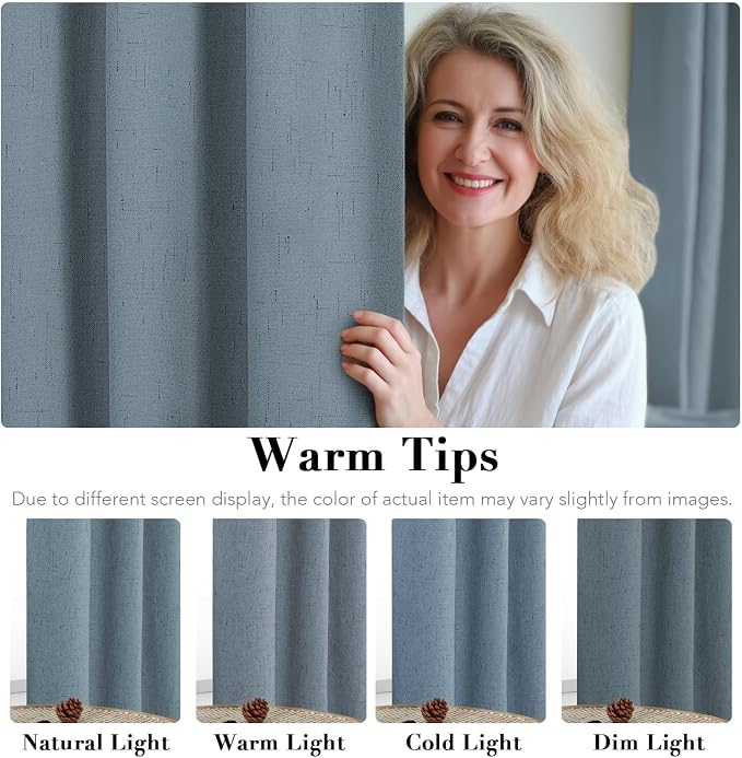 H.VERSAILTEX Blackout Curtains Linen Curtains 120 inches Long 100% Black Out - Image 5