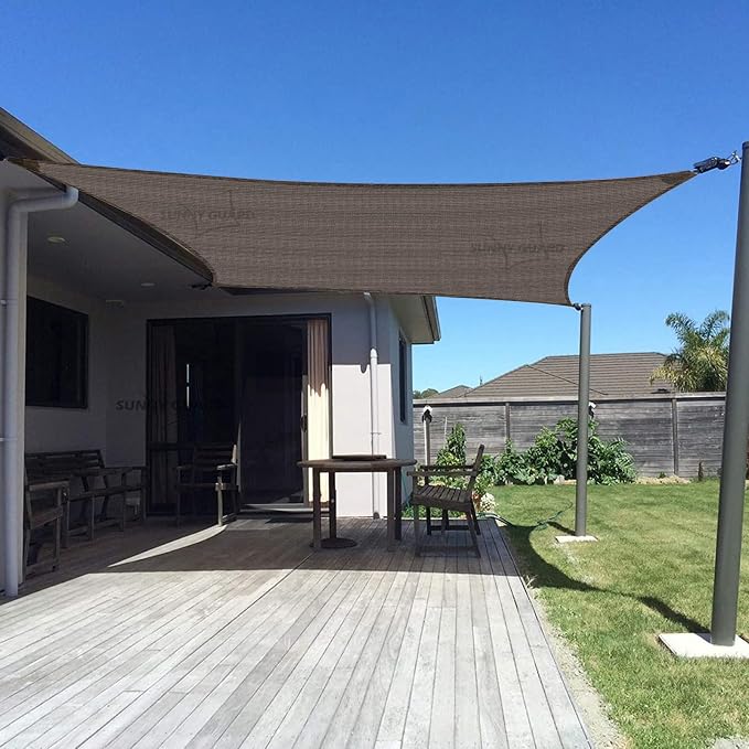 SUNNY GUARD Custom Size 10'x28' Rectangle Brown UV Block Sunshade by SUNNYGUARD