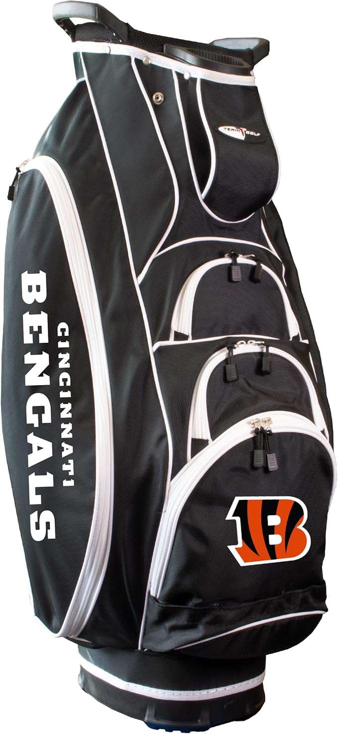 Team Golf NFL Lightweight, 10-Way Club Divider, Spring Action Stand, Insulated Cooler Pocket, Velcro Glove and Umbrella Holder & Lift Assist Handles