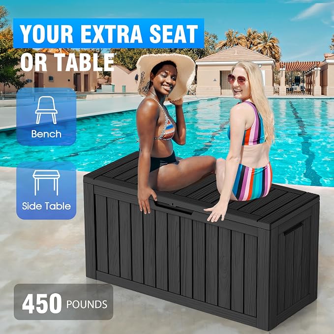 80 Gal Resin Outdoor Storage Box Waterproof Lockable Deck Box | UV-resistant - Image 5