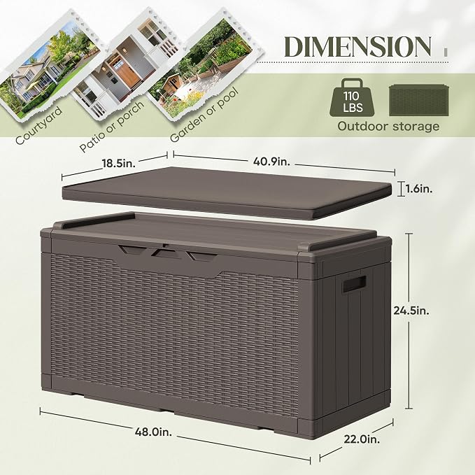 Greesum 100 Gallon Resin Deck Box Outdoor Storage - Image 7