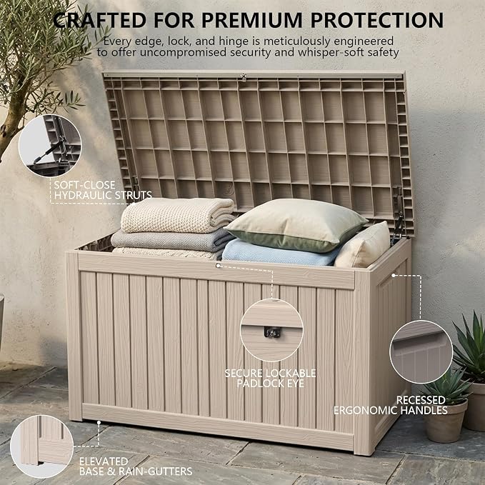 Outdoor Storage Box, 270 Gallon Waterproof Deck Box, Super-Sized Gas-Spring - Image 3