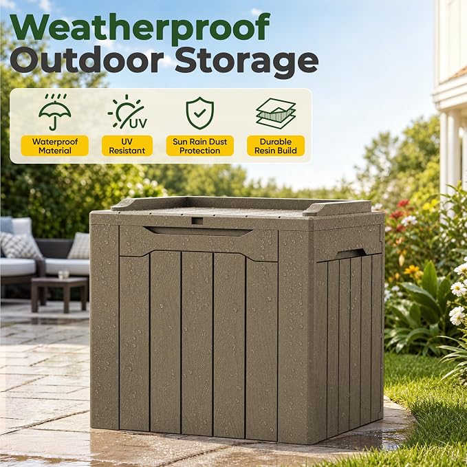 Flamaker 2 Pack Deck Box 31 Gallon Waterproof Resin Storage Box - Image 6