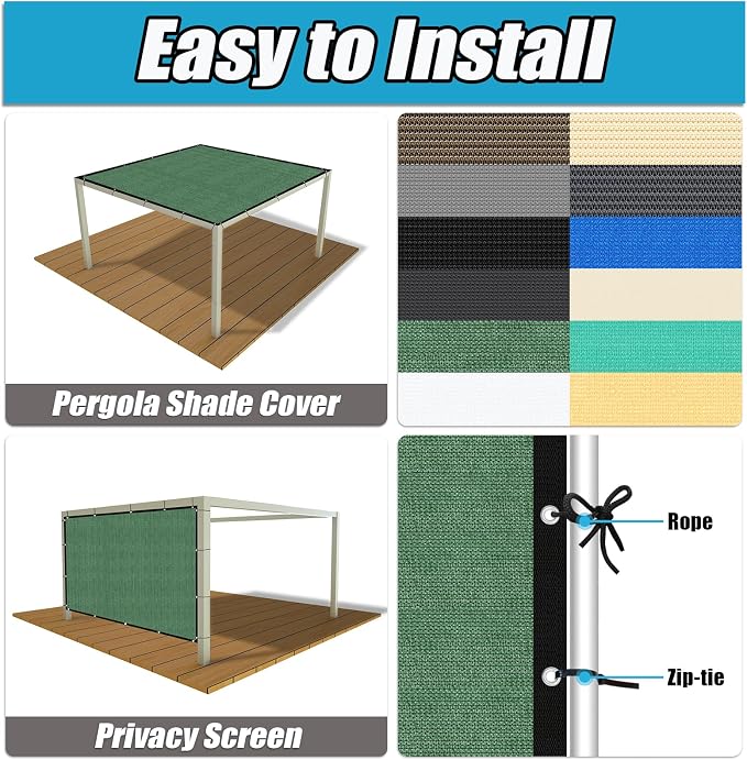 Amagenix 90% Pergola Shade Cover 4' X 24' Sun Shade Cloth - Image 4