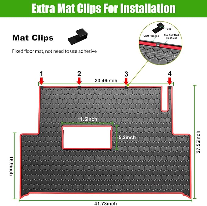 Club Car Precedent Golf Cart Full Coverage Floor Liner Mat, Fits Club Car Precedent (2004-2023), Onward & Tempo (2017-2023), Villager & V4L (2019-2023), Durable Anti-Slip Rubber
