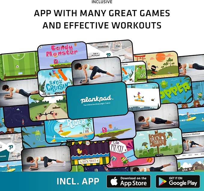 Plankpad PRO Get fit Playing Games & Workouts; Plank & Balance Board with free iOS/Android App & 10 Games; Dynamic Abs & Core Fitness Training; Only 3 Minutes a Day.