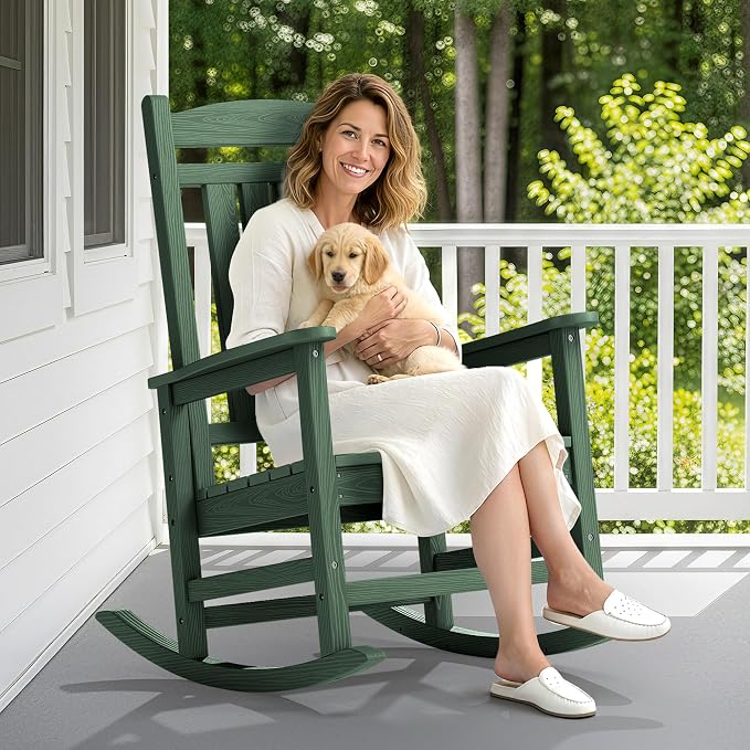 SERWALL Rocking Chair Outdoor, Oversized HDPE Patio Rocking Chairs, Porch Rocker - Image 2