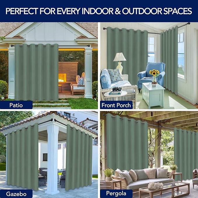 PureFit Outdoor Curtains for Patio Waterproof Weatherproof Outside Curtains | - Image 5