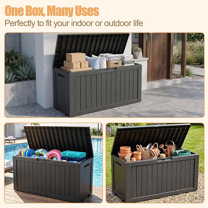 Outdoor Storage Box, Waterproof 110 Gallon Resin Deck Box - Image 4