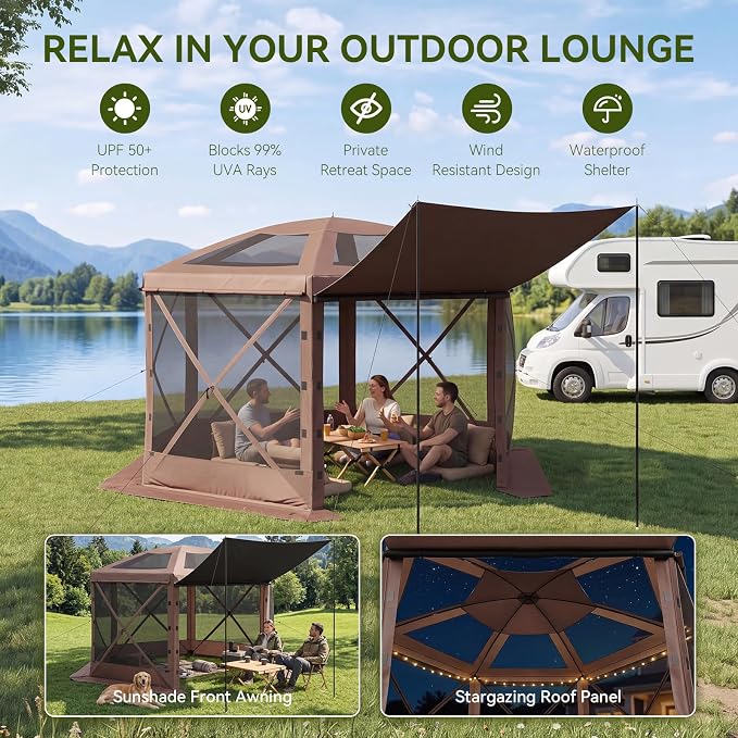 Aoxun 12x12ft Pop Up Canopy Tent, Screen Tent - Image 2