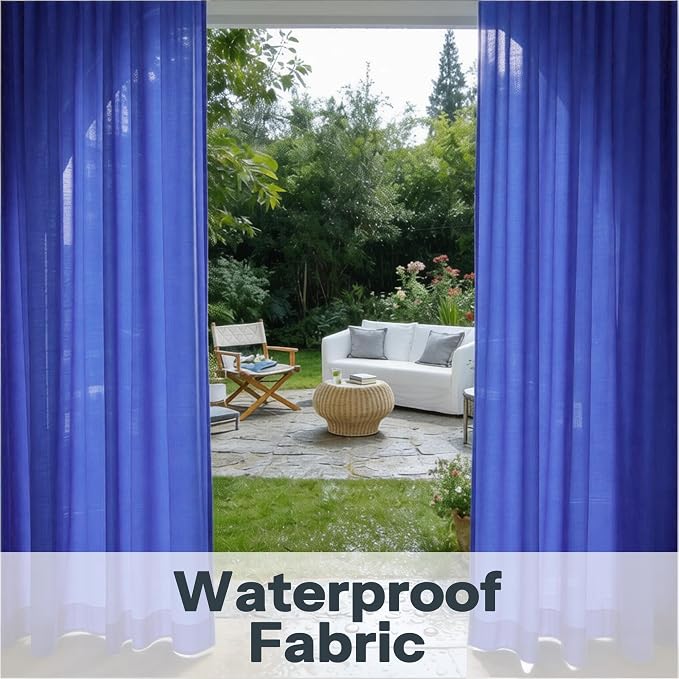 Outdoor Sheer Curtains for Patio Waterproof, 2 Panels Rod Pocket Indoor/Outdoor - Image 6
