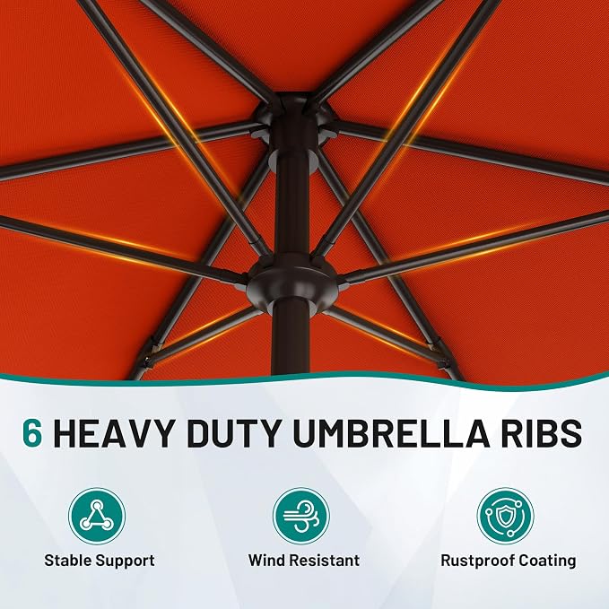 7.5FT Patio Umbrella Table Market Umbrella w/Tilt and Crank, Heavy-Duty Outdoor - Image 7