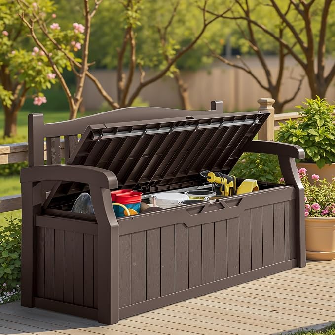 Homall 75 Gallon Outdoor Storage Benches Lockable Deck Box Waterproof | UV - Image 7