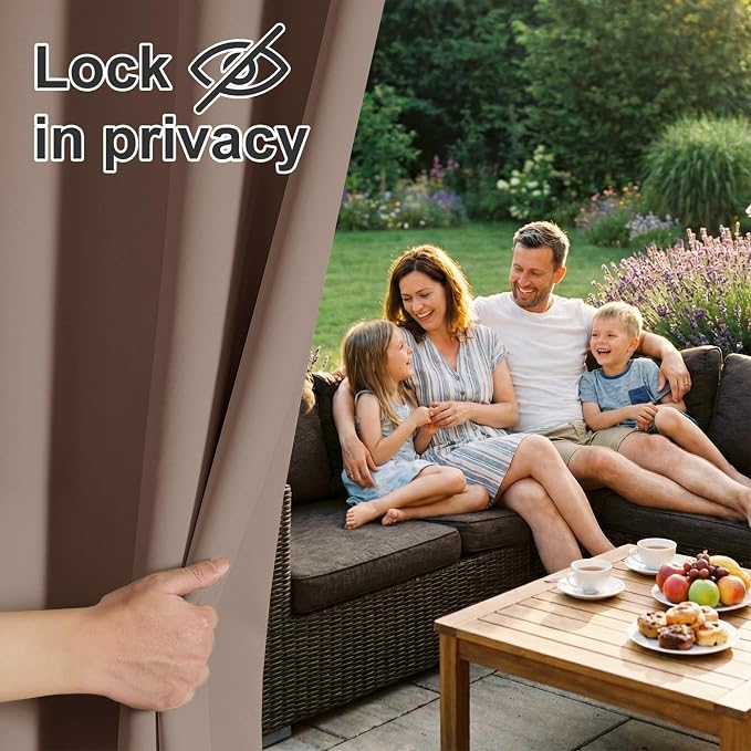 RYB HOME Outdoor Curtains for Patio Deck, Waterproof & Block Sunlight | Thermal - Image 3