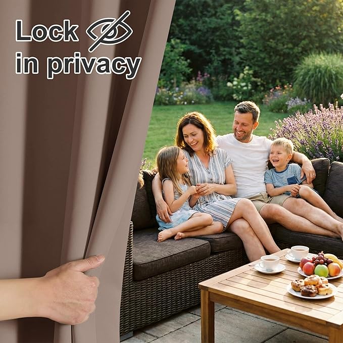 RYB HOME Outdoor Curtains for Patio Waterproof Privacy Thermal Insulated | - Image 3
