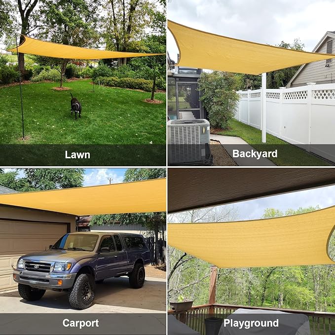 Sun Shade Sail 8' x 10' Sand Rectangle UV Block Shade Cover | Outdoor sun shade - Image 8