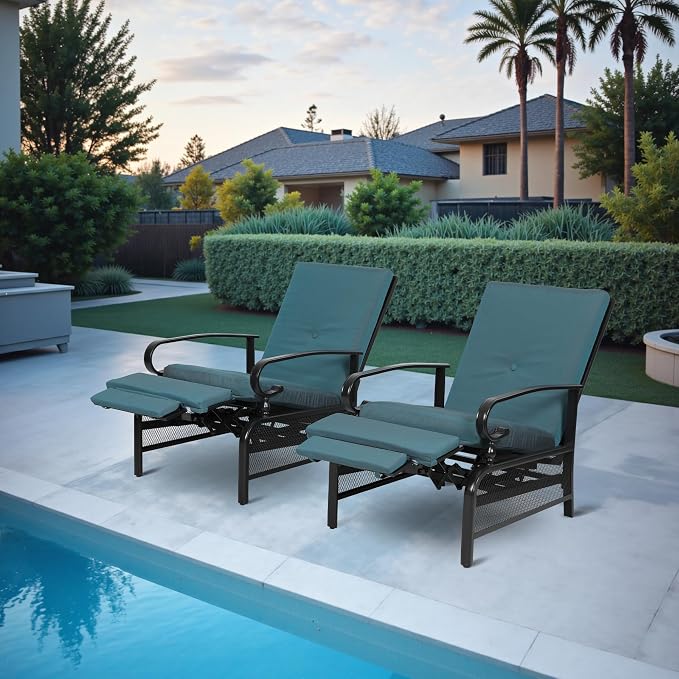 Incbruce Outdoor Lounge Chair Set of 2 Patio Furniture Adjustable Recliner - Image 8