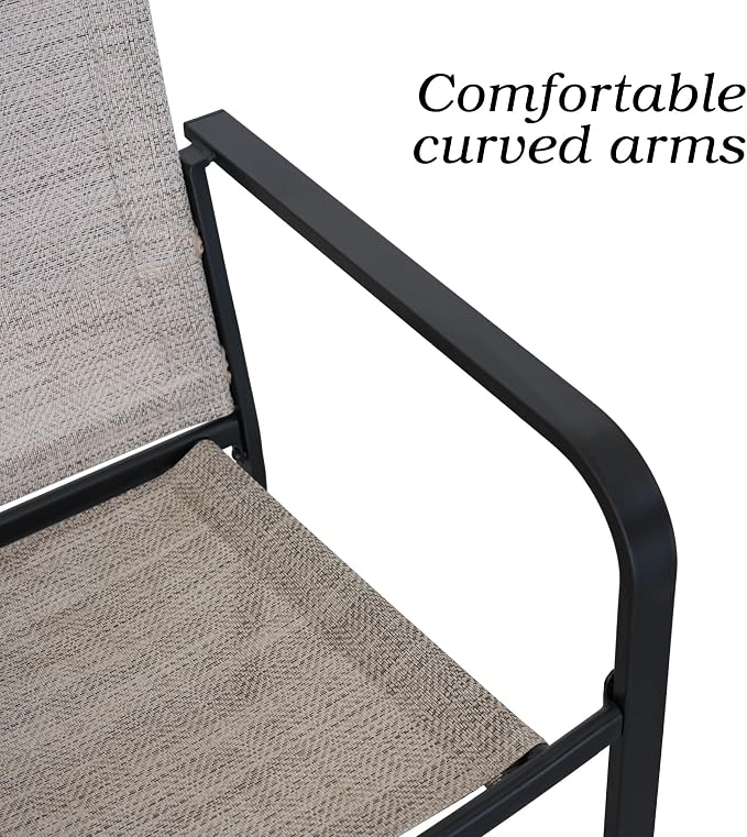 Anmutig Stackable Outdoor Dining Chairs Set of 6, Textilene Fabric, Breathable - Image 5
