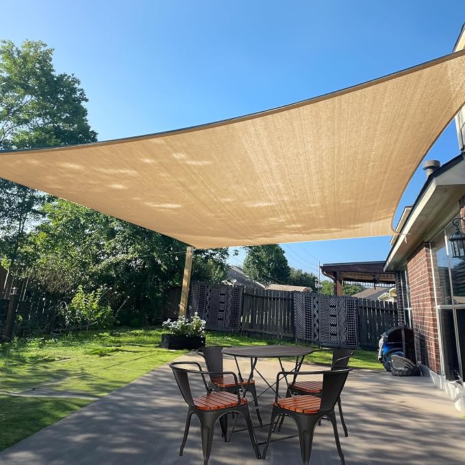 Sun Shade Sail 6.5' x 10' Sand Rectangle UV Block Shade Cover | Outdoor sun by SUNLAX